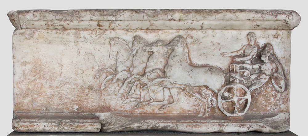 Victors of the race of chariots and armed passengers at the Great Panathenaea (Agora Museum [Athens], inv. no. S399). [Photo courtesy of Hans Goette]