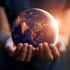 Image of a globe in hands 