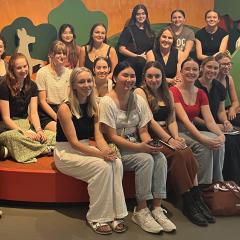 Preservice teachers at 'Superpowered' exhibit.