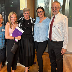 Professor Julie Duck, Melinda Kopanakis, Professor Heather Zwicker, Kristen Johnston and David Mayocchi.