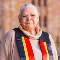 Aunty Jacqueline Kina at UQ's Aboriginal and Torres Strait Islander Sashing Ceremony.
