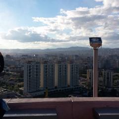 Course participant Bolor Zaankhuu viewing Mongolia's capital, Ulaanbaatar, at dusk
