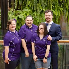 New research assistants Alana Pettigrew, Rebecca Flanagan, Mia Johnston and Michael Cox.
