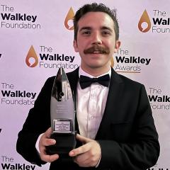 UQ student Isaac Irons with his Investigative Journalism Walkley.