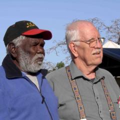 Bruce Rigsby and Bobby Stewart at Yitjingga/Port Stewart, Cape York Peninsula, 2007 (courtesy of Barbara Rigsby and family of Bobby Stewart).