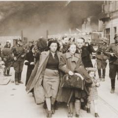 Jews captured during the Warsaw Ghetto uprising. National Archives and Records Administration, College Park, MD. Copyright of United States Holocaust Memorial Museum.