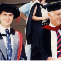 UQ PhD Graduation, 1991, with Dr Ian Gillman (PhD Supervisor).
